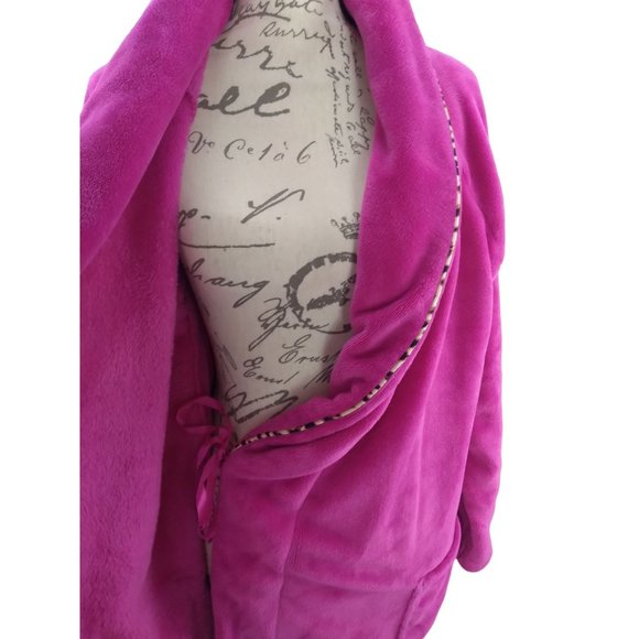VICTORIA'S SECRET Pink Leopard cozy fleece dressing robe gown size xs/s NO BELT - Picture 6 of 13